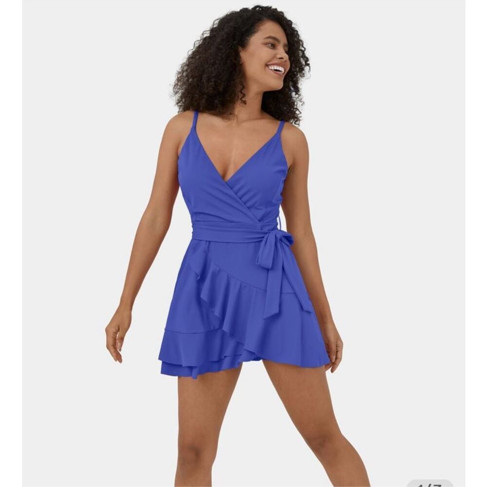 Halara Backless V Neck Active Dress  Ruffle 2-piece Small